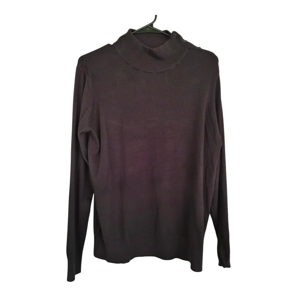 b.young Button Shoulder Mock Neck Sweater XL Black Knit Pullover NWT Soft